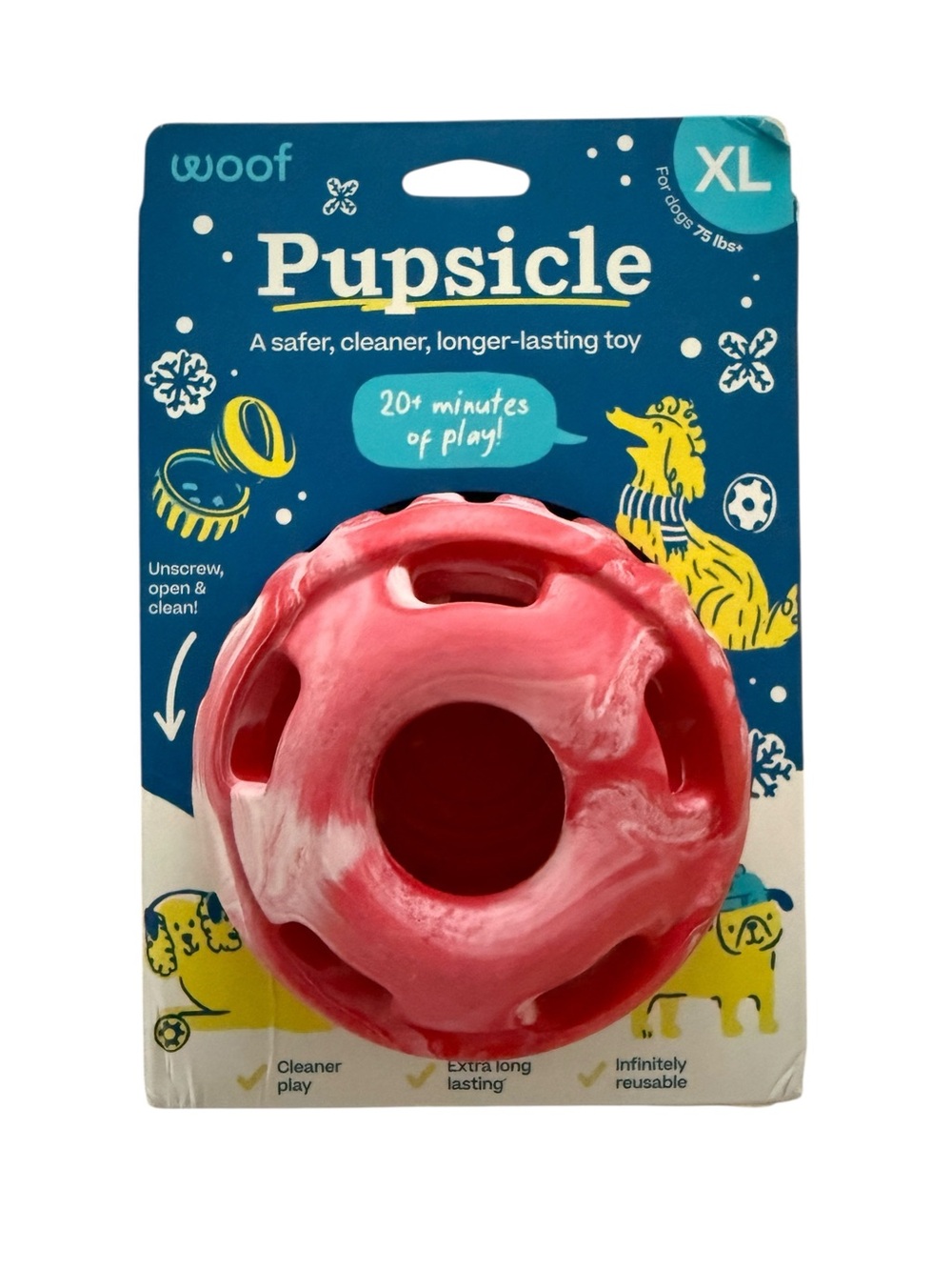 NWT Woof Pupsicle XL Dog Toy - Pink Swirl Holiday Edition